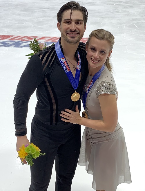 Madi and Zach after winning the 2019 GEICO U.S. Figure Skating Championships